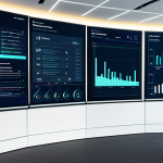 A professional compliance expert, dressed in a modern, modest business suit, fully clothed, appropriate attire, professional dress. The expert stands confidently in a sleek, high-tech office environment. Large interactive screens display intricate data analytics, AI models, and blockchain network visualizations, suggesting an era of technological integration. The space is minimalist with abundant natural lighting, emphasizing innovation. The expert is focused on the digital interface, one hand slightly raised as if explaining complex concepts. Natural pose, perfect anatomy, correct proportions, well-formed hands, proper finger count, natural body proportions. Professional photography, high resolution, sharp focus, clean aesthetic, advanced lighting, safe for work, appropriate content, professional, family-friendly.